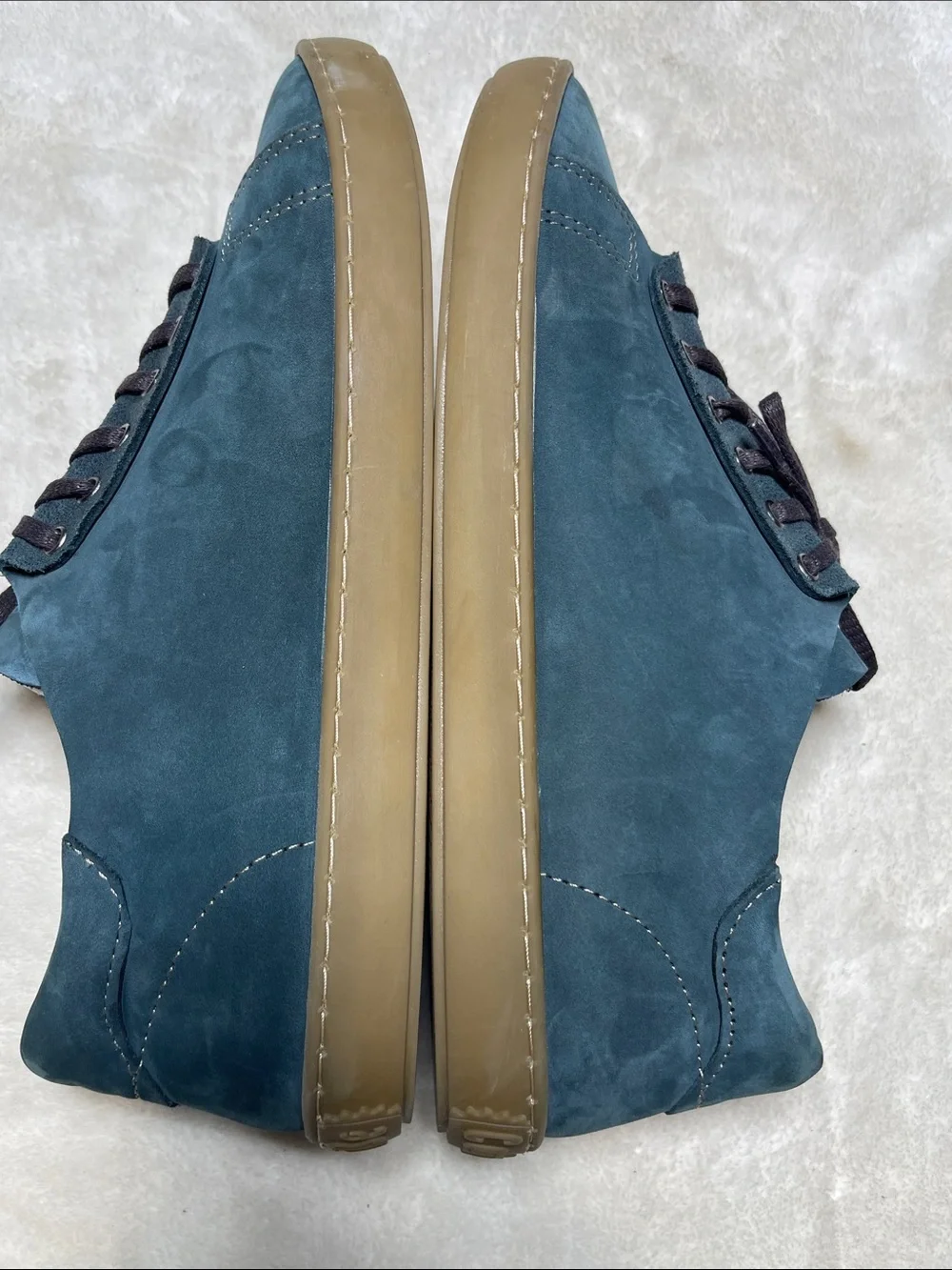Comfortfusse Ozi Men's Teal Casual Lace-Up Sneakers with Gum Sole Size 43